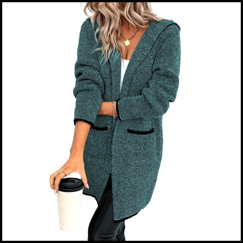 Oversized Chunky Cardigan Sweater With Hood And Pockets Long Sleeve Open Front